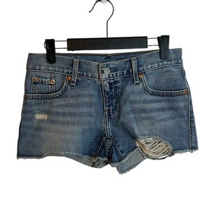 Levi’s Medium Wash Cut Off Distressed Denim Shorts